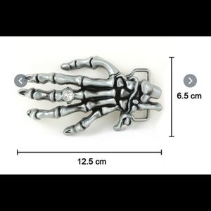 Skeleton hand belt buckle with rhinestone
